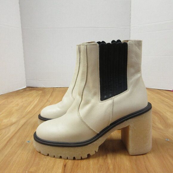 FREE PEOPLE James Chelsea Leather Boots Sz EU 36/US 5.5-6 Bone White Booties NWT - Picture 4 of 16